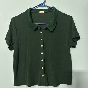 Garage Forest Green Button-Down Women's Shirt